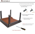 KINGFOM Letter Tray, Leather Paper Organizer Tray, Wooden Desk File Holder, Desktop File, Stackable Magazine Holder, Mail Sorter, Great for Home or Office - 2 Level Brown