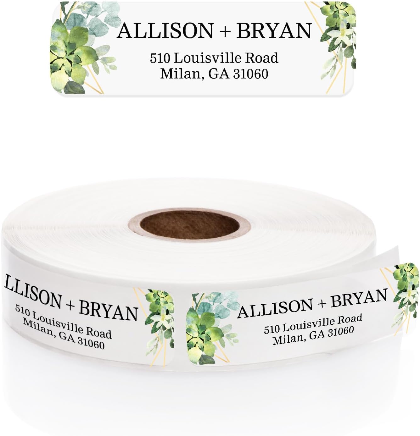 Clear Floral Greenery Rolled Address Labels / 250 Personalized Return Address Labels/Custom Address Stickers in Elegant Plastic Dispenser Greenery
