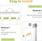 Monthly Calendar Dry Erase Whiteboard for Wall, 36" x 24" Magnetic Dry Erase Board, Hanging Double-Sided White Board, Portable Board for School, Planning, Memo, Home, Office, 2025 Calendar