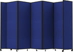 Versare Room Divider 360 Portable Wall Partition | Folding Panels | Large Freestanding Divider | Locking Wheels | Temporary Room Separator | 14' x 7'6'', Royal Blue