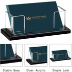 Weiai Acrylic Business Card Holder Stand for Desk, 2 Pieces Modern Black Base Business Card Organizer Display