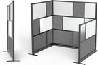 Stand Up Desk Store Expanse Modular Wall | 53'' x 70'' Wall | Expandable Partition Room Divider with Rearrangeable Frosted Acrylic & Sound Absorbent Panels (Black Frame)