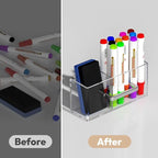 NIUBEE Acrylic Magnetic Pen Holder for Refrigerator, Dry Erase Marker Holder for Whiteboard, Refrigerator, Fridge, Locker, Magnet Pencil Cup Organizer Accessories (with 12 Markers & 1 Eraser)