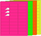 STARLIBOO 1" x 2-5/8" Neon Colored Labels Stickers Fluorescent Bright Neon Color Address Labels for Laser/Inkjet Printer, Permanent Adhesive- 600 Pcs/ 4Colors