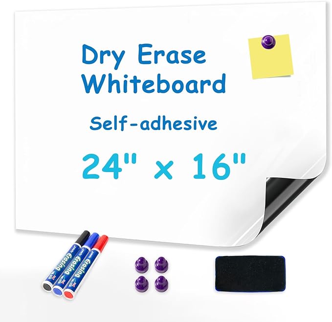 YOUNGJQ Magnetic Whiteboard Contact Paper 24" x 16" Adhesive Dry Erase White Board Sticker for Wall, Peel and Stick Wallpaper Easy to Write and Clean for Fridge Home Office
