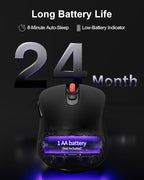 USB Mouse Wireless, 2.4G Cordless Computer Mouse with 6 Buttons, 5-Level Adjustable 4000 DPI, Ergonomic Portable Optical Computer Mice for Laptop, PC, Mac, iPad, 24-Month Battery Life (Black)