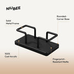 NIUBEE Acrylic Business Card Holder: Metal Business Card Display Stand for Desk - Frosted Gift Card Organizer for Office, Reception, Desktop (Black) - 2pack