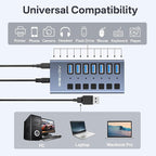 Powered USB 3.1 Hub, ACASIS 7 Ports USB 3.1 Hub with 10Gbps Data Speed，Aluminum Housing, USB Hub Powered with 24W Power Adapter, USB Hub for PC/Laptop, Computer, Flash Drive, Printer, Camera