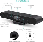 4K Pro Audio and Video Conference Room Camera with Remote Control for Windows TV, AI-Powered HD Webcam with Microphone & Speaker for Desktop Computer/PC/Monitor/Laptop/Teams/Zoom/Skype