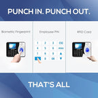 Time Clocks for Employees Small Business Automatic Calculate Hours, 0 Monthly Fees Fingerprint Time Clock, H3 Standalone Biometric Clock in Machine for Employees with 5 RFID Cards