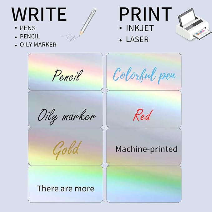 STARLIBOO Shipping Labels Stickers, 2"×4" Printable Holographic Mailing Labels for Laser/Inkjet Printing- Matte, Permanent Adhesive Sticker (Holographic Silver)