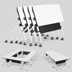 Conference Table, Folding Conference Room Tables, Mobile Training Tables with Silent Wheels, Large Rectangular Modular Seminar Table Office Computer Desks for Classroom White (4Pack L63in)