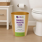 HOLDN’ STORAGE Small Trash Can - Set of 2 Open Top Waste Bin of 1.58 Gallon, Compact Waste Can Perfect for Bathroom, Kitchen, Office, Dorm - Durable Garbage Can - Soft Brass