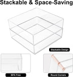 Stackable Acrylic Drawer Organizer Set, 11 PCS Multi-Size Storage Bins for Makeup, Office Desk, Bathroom, Vanity and Kitchen Utensils