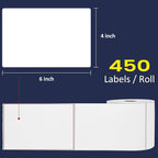 L LIKED 4" x 6" Direct Blank Thermal Shipping Labels with 450 per Roll - Compatible with Zebra 2844 ZP-450 ZP-500 ZP-505 (1 Rolls - 450 Labels)