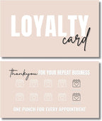 Beauty Business Loyalty Card, 10-Punch Reward System, Business Card size, 55 cards, full color high gloss front and back, UV coated, Modern design, create your own reward (Tan)