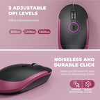 Wireless Keyboard and Mouse, Vssoplor 2.4GHz Rechargeable Compact Quiet Full-Size Keyboard and Mouse Combo with Nano USB Receiver for Windows, Laptop, PC, Notebook-Black and Wine Red