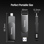 512GB Fast External SSD Flash Drive Up to 2000MB/s USB3.2 Gen2, 2-in-1 Dual USB A +Type-C Drive, USB Memory Stick Solid State Thumb Drive for iPhone 15/16/Android/Windows/MacPC/Laptops