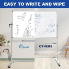 XBoard Rolling Whiteboard 48x36 inch | Double-Sided Mobile Dry Erase Board Aluminium Frame for Home School Office Live Streaming