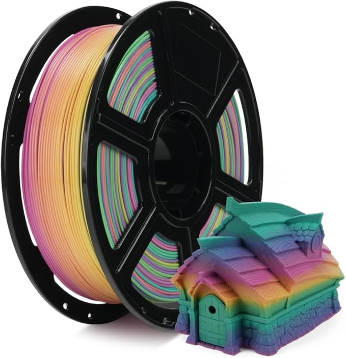 FLASHFORGE Rapid PLA Gradient Filament 1.75mm Rainbow Candy, Transform Colors Smoothly & Fast, High Flow Speedy 3D Printer Filament, Experience Exceptional Performance with 500mm/s Fast Printing
