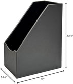 UnionBasic Magazine File Holder - Office Leatherette Desktop Document File Folder Journals Organizer Racks, Grey, Set of 4