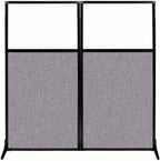 Versare Workstation Partition | Portable Wall Divider | Modern Office Cubicle | Free Standing Privacy Screen | Flexible Work Space | 66" x 70" W/Window, Cloud Gray Fabric Panels
