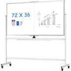 maxtek Rolling Whiteboard,72"x36" White Board with Stands Movable Dry Erase Board on Wheels, Large Double Sided Standing Whiteboard for Office School Classroom Presentation Supplies