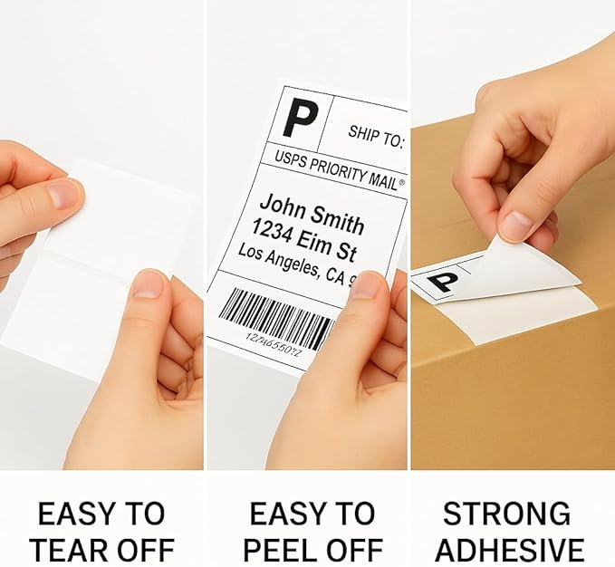 Compulabel 4" x 6" Direct Thermal Labels, White, 3" Core, Perforated, Permanent Adhesive, 2 Rolls, 1000 Labels per roll, 2000 Total