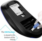 memzuoix 2.4G Wireless Mouse, 1400 DPI Mobile Optical Cordless Mouse with USB Receiver, Portable Computer Mice Wireless Mice for Laptop, PC, Desktop, MacBook, 5 Buttons (Navy Blue)