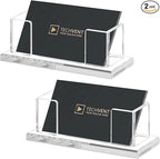 Weiai Acrylic Business Card Holder Stand for Desk, 2 Pieces Modern Clear Base Business Card Organizer Display