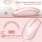 Wireless Keyboard and Mouse,2.4G Full Size and Portable Wireless Keyboard with Numeric Keyboard or Computer/Desktop/Laptop/Windows 10/8/7 -Pink