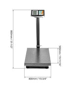 QWORK Foldable 600LB Weight Computing Postal Scale, Floor Platform Digital Scale, Accurate Warehouse Large Shipping Mailing LB/KG Calculator