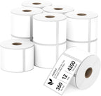 Compatible 2-1/4" x 4" Direct Thermal Labels Replacement for Barcodes Postage Address Shipping Compatible with Rollo & Zebra Desktop Printers Adhesive & Perforated (12 Rolls, 350 Labels/Roll)