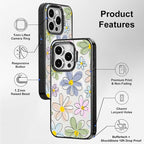 MOSNOVO Magnetic Case for iPhone 15 Pro, 10ft Military-Grade Protection, Compatible with Magsafe, Shockproof Phone Case for iPhone 15 Pro - Linear Blooms - Clear Black