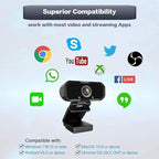 USB-C 1080P Webcam Compatible with Switch 2/ PC - Streaming Camera for Zoom/Teams/Skype, Plug&Play PC/Mac/Laptop