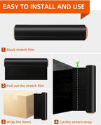 Black Stretch Film/Wrapping Paper Thickness, 18 Inch 1500 Feet Plastic wrap roll,Industrial Strength, Heavy Duty Shrink Wrap idea for Moving, Shipping, and Pallet Packing