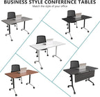 Conference Room Table, Folding Conference Tables,Thicken Grey Tabletop,Flip Top Wooden Seminar Meeting Room Table for Conference Room Offices (2, White, 47.2“)