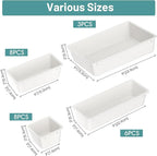 WOWBOX 25 PCS Plastic Drawer Organizer Set, 4 Sizes Desk Drawer Divider Organizers and Storage Bins for Makeup, Jewelry, Gadgets for Kitchen, Bedroom, Bathroom, Office, White