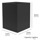 Matte Black Square Small Trash Can, 2 Gallons / 7.5L Garbage Can, Waste Basket for Home, Bathrooms, Office, Under Desk, Bedroom, Laundry Room, Kitchen, Kids Room, and Dorm
