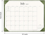Simplified Desk Calendar 2025-2026 with Desktop Mat, Cabbrix Large Desk Pad Calendar 21" x 16-1/2" Runs From July 2025 to December 2026, Desk Blotter Calendar for Home School and Office (Mint Green)