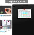 Large Black Glass Dry Erase Board, 72 x 48 Inches Magnetic Glass whiteboard,6' x 4' Frameless Blackboard for Office,Home,School