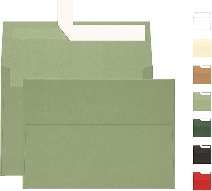 A7 Sage Green Envelopes 100 Pack, Goefun 5x7 Self Seal Printable Envelopes for Invitation, 5x7 Gift Cards, Birthday, Baby Shower, 5.25 x 7.25 in, 120GSM