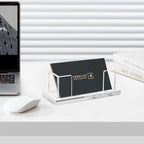 Weiai Acrylic Business Card Holder Stand for Desk, 2 Pieces Modern Clear Base Business Card Organizer Display