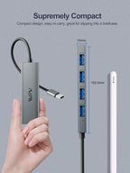 USB 3.0 Hub,4 Port USB Splitter Extender Portable Adapter Multiport Data Hub for Laptop,Xbox, Flash Drive,HDD,Console,Camera,Keyborad,Mouse Windows,Mac OS PC,Not Designed to Charge Devices-Grey