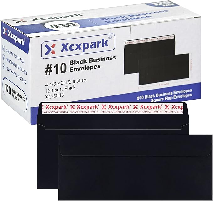 120 PCS #10 Black Self Seal Kraft 4-1/8 x 9-1/2 inches Security Envelopes, Windowless Invisible Envelopes Super Strong Quick Seal Envelopes Security Tint Pattern Secure
