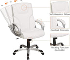 Amazon Basics Executive Home Office Desk Chair with Padded Armrests, Adjustable Height and Tilt, Rolling Swivel Chair, 275 Pound Capacity, White and Pewter