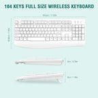 EDJO Wireless Keyboard, 2.4G Ergonomic Full Size Wireless Computer Keyboard with Wrist Rest for Windows, Mac OS Desktop/Laptop/PC（White）