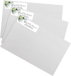 Floral Greenery Rolled Address Labels/Roll of 500 Personalized Address Labels/Designer Return Address Stickers in Elegant Plastic Dispenser