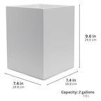 Matte White Square Small Trash Can, 2 Gallons / 7.5L Garbage Can, Waste Basket for Home, Bathrooms, Office, Under Desk, Bedroom, Laundry Room, Kitchen, Kids Room, and Dorm