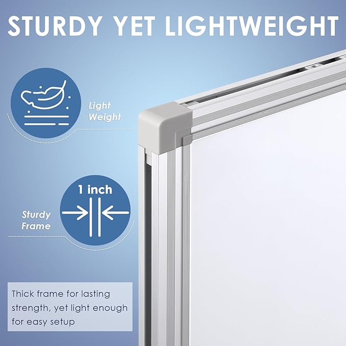 SWANCROWN Large Magnetic White Board, Dry Erase Board 72 x 40 Inches with Thick Aluminum Frame, Large Dry Erase Board for Wall Built-in Magnetic Pen Holder & Long Marker Tray for Conference Room